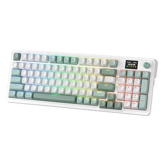 RedragonK719ワイヤレスガスケットゲーミングキーボードw/画面&ノブ95メカニカルキーボードのキー簡単に制御1.14”tft情報表示5層ノイズdampeningカスタムリニアスイッチ玉雲色