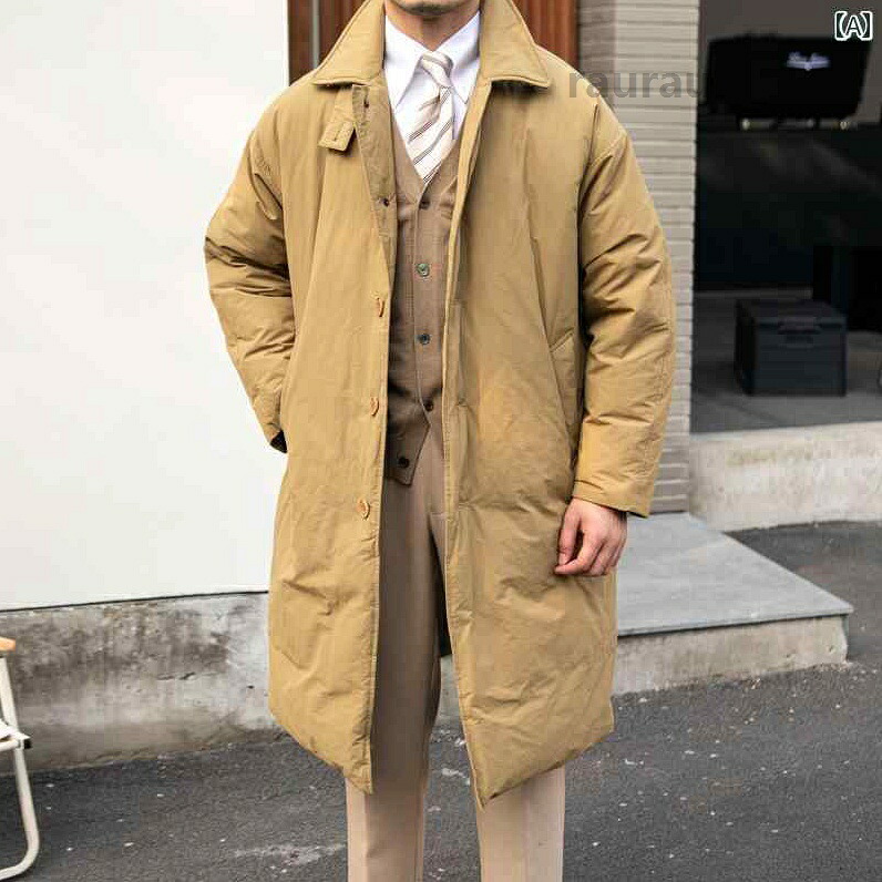 メンズ ファッション 春夏 秋冬 かっこいい オシャレ モテ 男性用 紳士服 服 韓国 イタリア 紳士 冬用 厚手 カジュアル ダウン ジャケット 街 出て レトロ 暖かい ミドル丈 ジャケット｜らうる　店