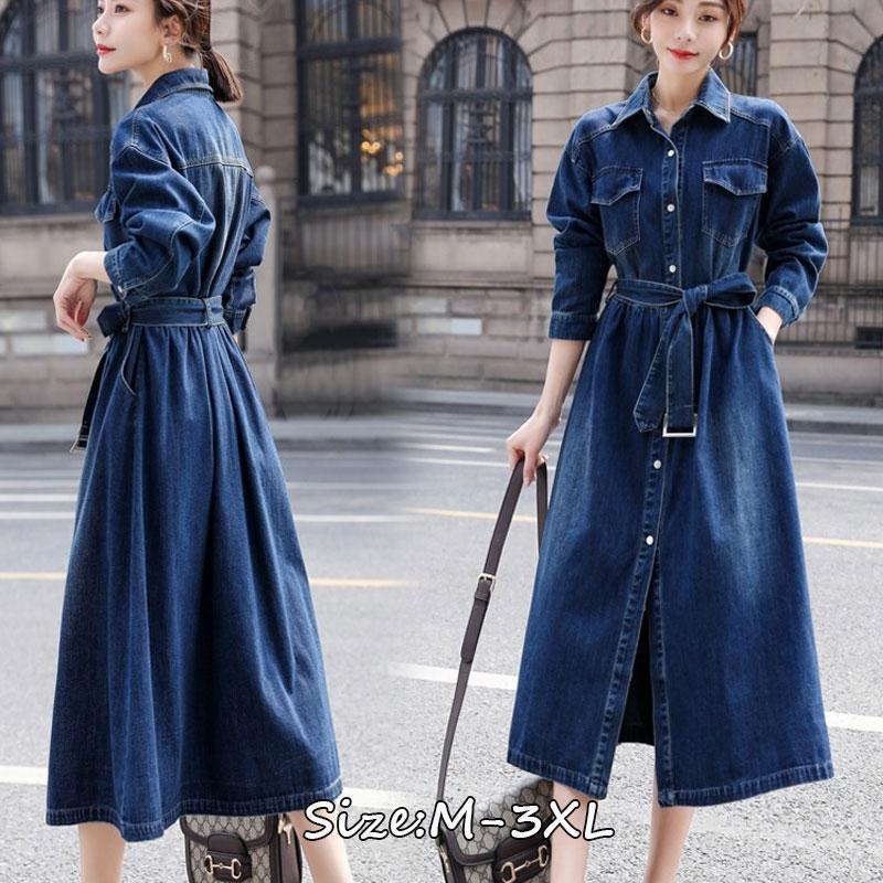 楽天市場】スプリングコート デニムワンピース ワンピース 春