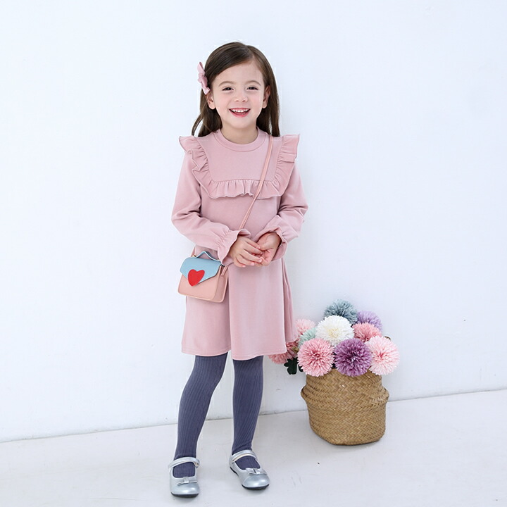 薄裏起毛Aラインフリルワンピース≪全4色≫チュニック110cm120cm130cm140cm150cmキッズ子供服子ども服女の子冬秋カジュアルナチュラルジュニアプチプラプレゼント