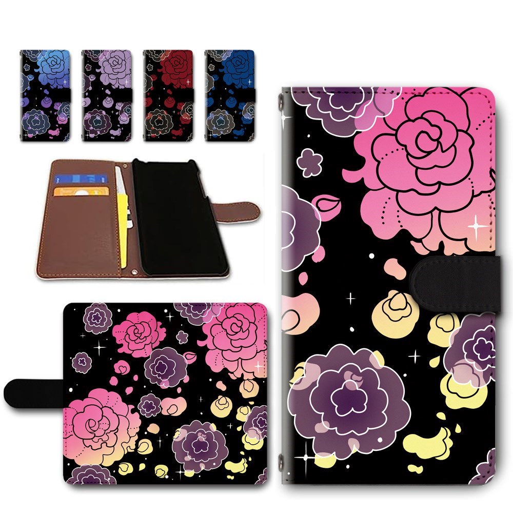 【Harper & Blake】UK発！手帳型スマホケース Flower/花アート Harper & Blake】UK発!☆お洒落スマホケース(多機種)花/Flower