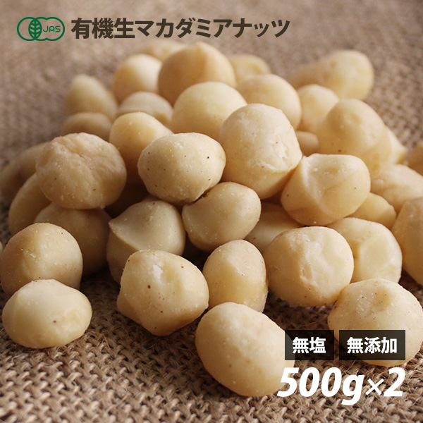 市場 オーガニック 有機JAS認証 500g×2袋 マカダミアナッツ 無塩 割れ含む 無油 生 無添加 ローフード