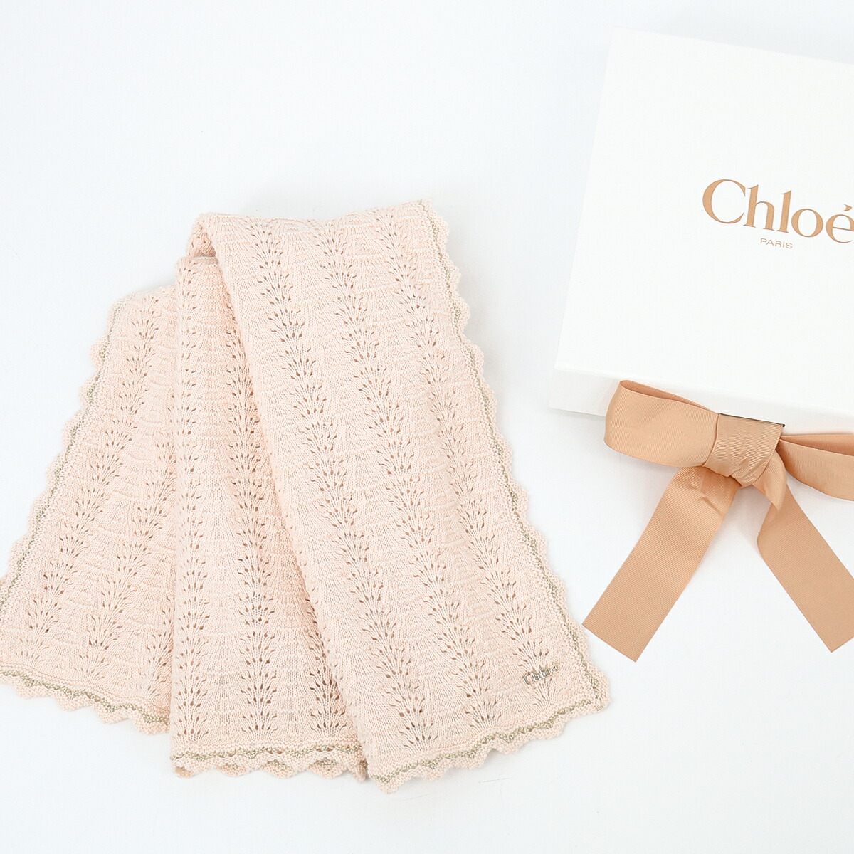 ■CHLOE KIDS クロエ キッズ ブランケット C20940 ベビー サーモンピンク ガールズ プレゼント ギフト 出産祝い カシミヤ混 ブランド