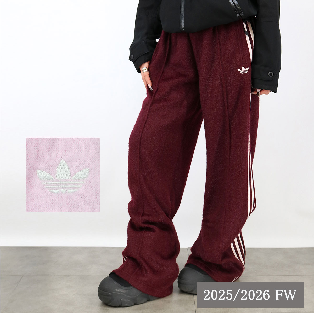 ■adidas Originals アディダス オリジナルス KS7807/KS0414 モヘヤ ファイアーバード ルーズ トラックパンツ MOHAIR FB TP トレフォイルロゴ刺繍 ジャージ ジム トレーニング スポーツ レディース ブランド