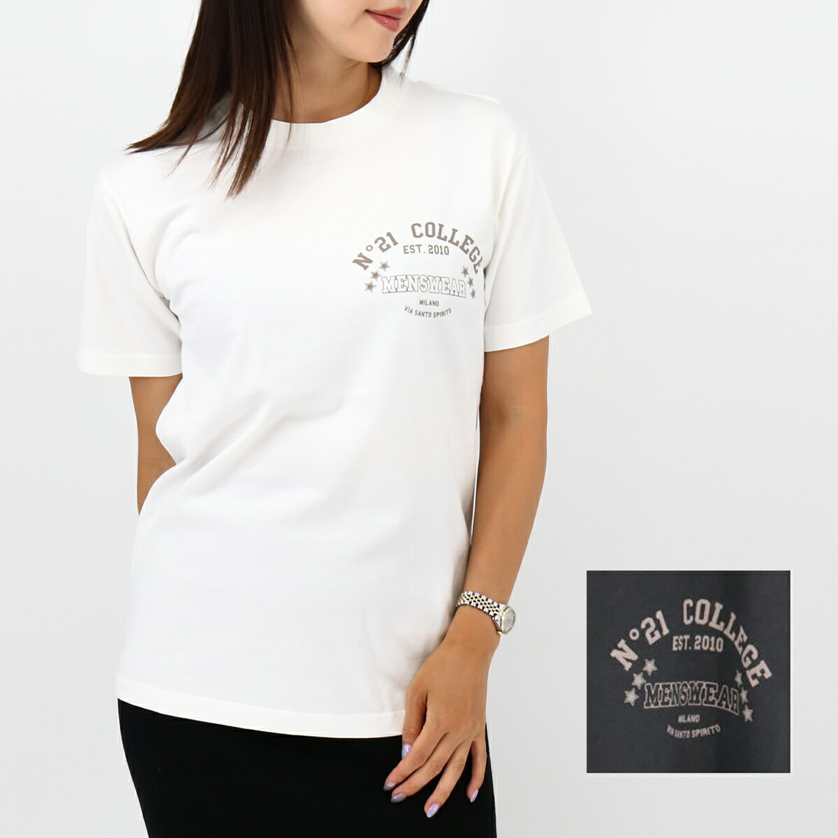 N°21 ブラック 半袖Tシャツ フリル付き 楽天市場】ヌメロヴェントゥーノ N°21 レディース トップス T