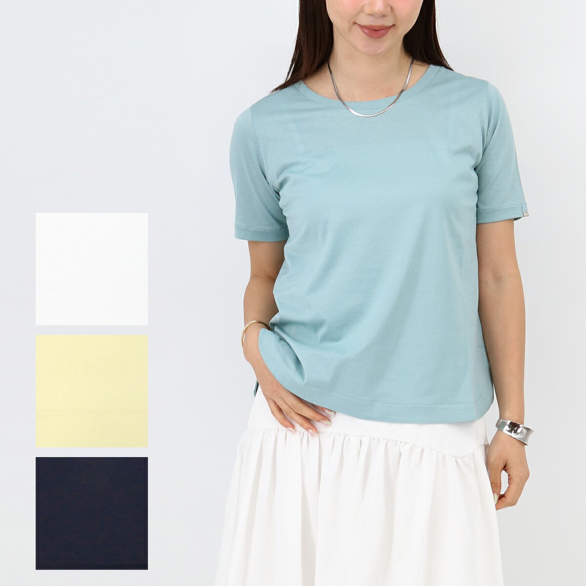 ■HERNO ヘルノ JG000273D 52058 レディースTシャツ コットン カットソー SS TEE 半袖 クルーネック ロゴ ブランド