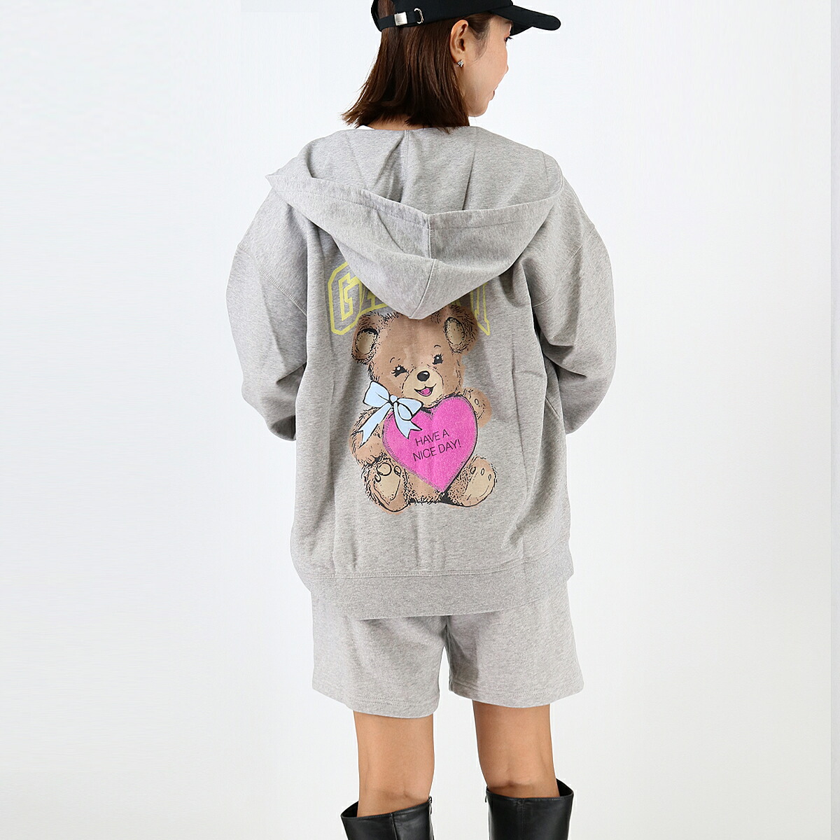 ■GANNI ガニー ジップアップフーディ T4399 ISOLI TEDDY OVERSIZED ZIP HOODIE ロゴ フードパーカー スウェット トップス フーディー オーバーサイズ 長袖 XXS XS S M L レディース ベア くま|RAYMART-レイマート-