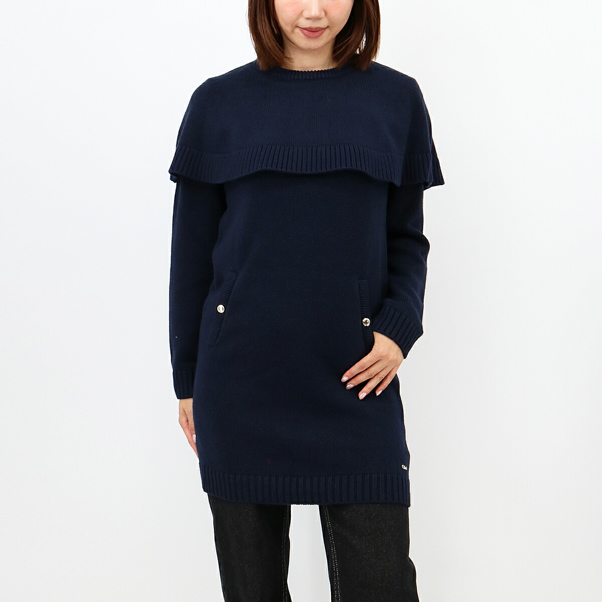 Chloe クロエ　ニットワンピース Chloe - クロエ 長袖ニットワンピース 150cm キッズ 女児 サーモン