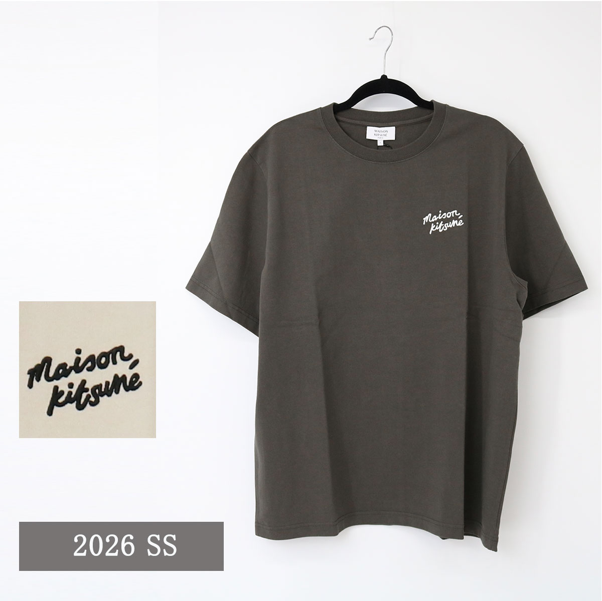 ■MAISON KITSUNE メゾンキツネ ロゴTシャツ MM00126KJ7025 HANDWRITING COMFORT TEE メンズ 半袖 クルーネック レディース ユニセックス SS TEE コットン ブランド