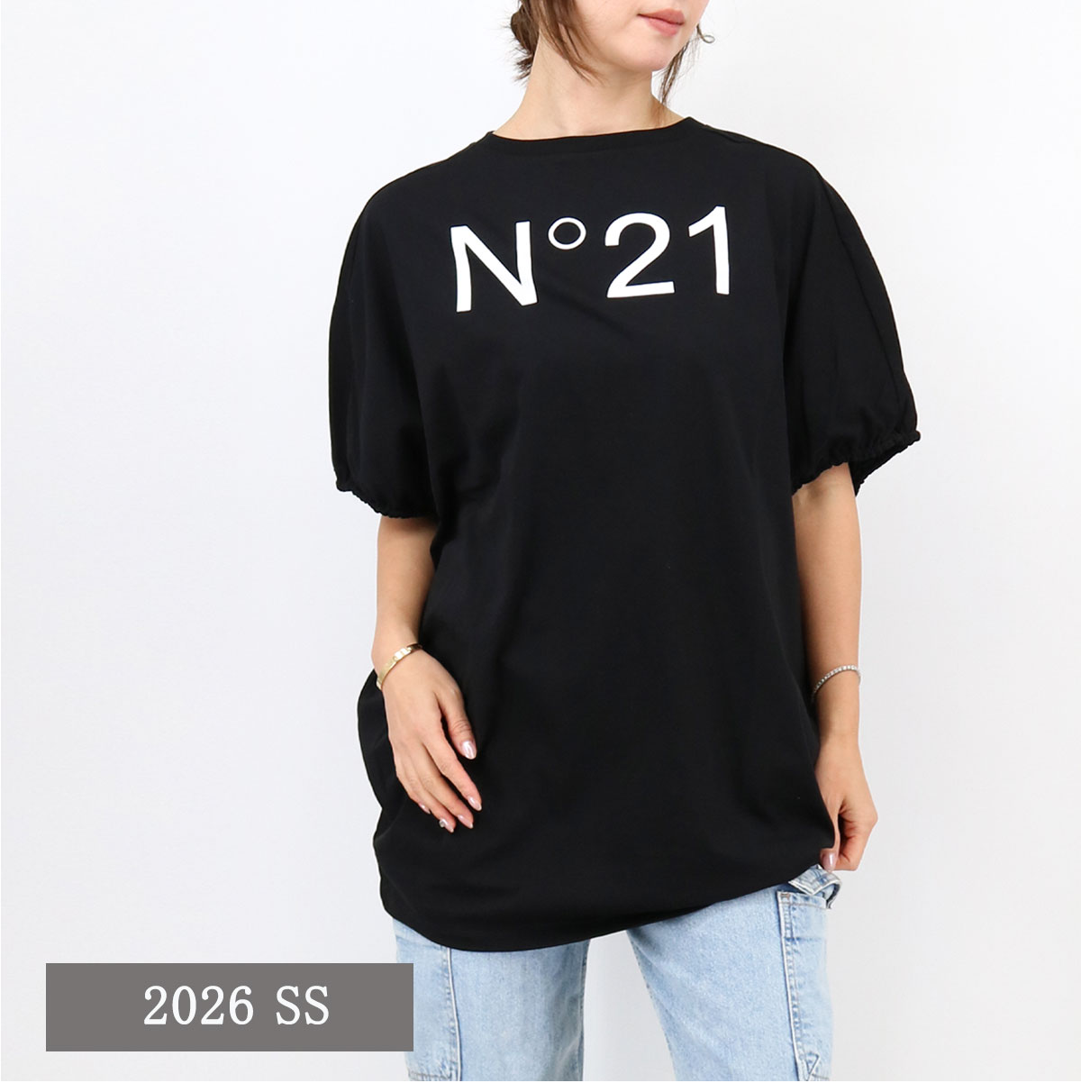 ■N&deg;21 KIDS ヌメロヴェントゥーノ キッズ 大人もOK ロゴTシャツ N210B02 N0153 半袖 ロゴT SS TEE クルーネック カットソー トップス 白 黒 子供服 レディース ブランド【cp_0703】｜ＲＡＹＭＡＲＴ-レイマート-