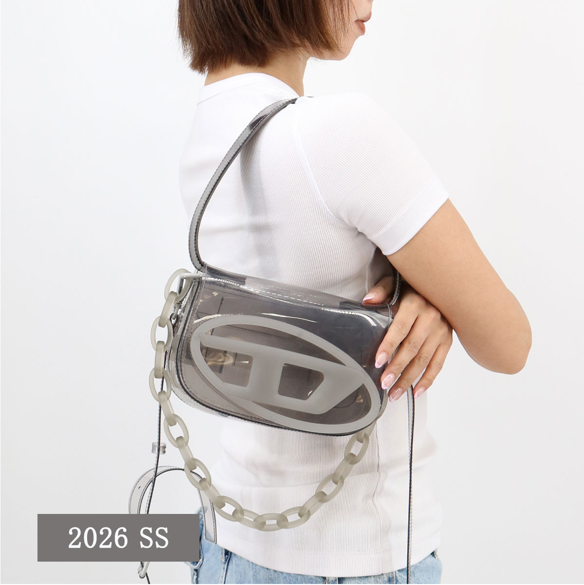 ■DIESEL ディーゼル ハンドバッグ X08396 P8763 1DR ショルダーバッグ 2WAY レディース オーバルDロゴ クロスボディ クリアバッグ 透明 斜め掛けOK ポシェット ブランド 29,959円
