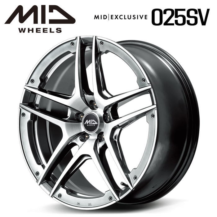 【送料無料・代引き可】【ホイール4本セット】マルカサービス MID RMP 025SV 17インチ 7J インセット40 5穴 P.C.D. 114.3 ハイパーメタルコート/ブラッシュド/アンダーカット