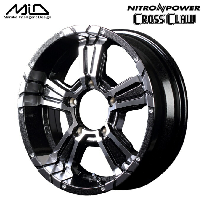 ジムニー JB23W JB64W MID NITRO POWER CROSS CLAW 16インチ 5.5J インセット20 5穴 PCD 139.7  ブラックメタリック ミラーカット 【新品】