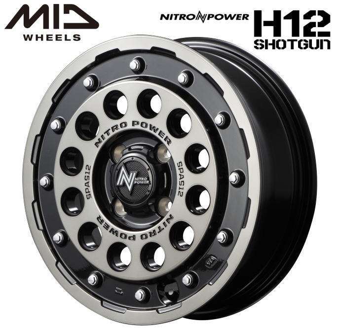 【送料無料・代引き可】【ホイール単品1本】マルカサービス NITRO POWER H12SHOTGUN H12ショットガン 14インチ 5.5J インセット40 4穴 PCD 100 ブラッククリア/マシニング|レイブロス 店
