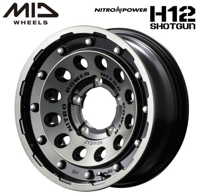 【送料無料・代引き可】【ホイール単品1本】マルカサービス NITRO POWER H12SHOTGUN H12ショットガン 15インチ 6J インセット-5 5穴 PCD 139.7 ブラッククリア/マシニング|レイブロス 店