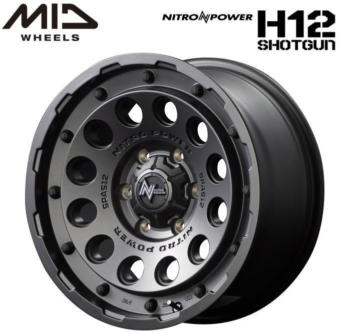【送料無料・代引き可】【ホイール単品1本】マルカサービス NITRO POWER H12SHOTGUN H12ショットガン 16インチ 6.5J インセット38 6穴 PCD 139.7 バレルブラック|レイブロス 店