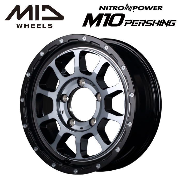 【送料無料・代引き可】【ホイール単品1本】NITRO POWER M10 PERSING J 16インチ 6J インセット-5 5穴 P.C.D. 139.7 ブラック/マシニング/ブラッククリア