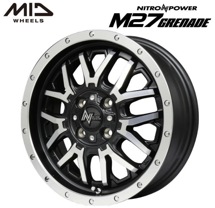送料無料 マルカサービス NITRO POWER M27 GRENADE 5.5J-16 +20 5H-139.7 (16インチ) 5H139.7 5.5J+20 MID ナイトロパワー M27グレネード アルミホイール 4本 セドリック