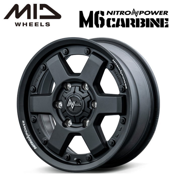 【送料無料・代引き可】【ホイール4本】マルカサービス MID NITROPOWER M6 CARBINE M6 カービン 17インチ 6.5J インセット48 6穴 P.C.D. 139.7 ガンブラック NV350キャラバン