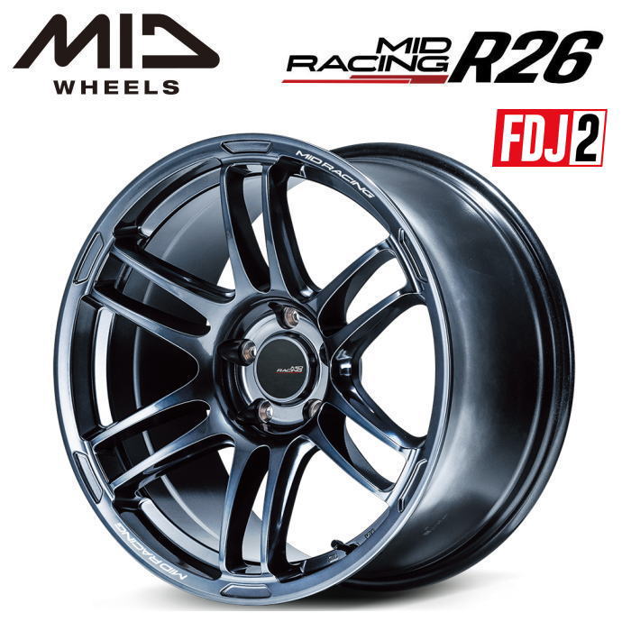 【FDJ2公認ホイール】【送料無料・代引き可】【ホイール4本】マルカサービス MID MIDRACING R26 18インチ 10.5J インセット12 5穴 P.C.D.114.3　ディープチタンシルバー｜レイブロス　店 67,905円