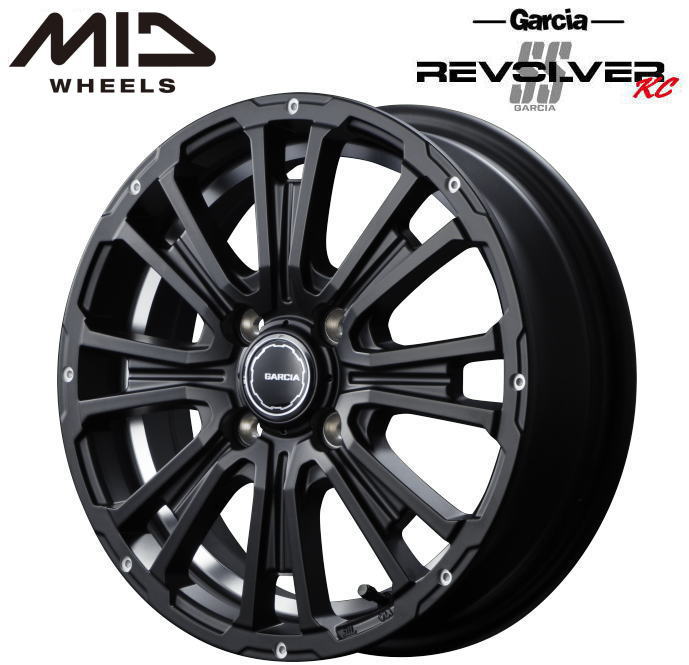 GARCIA SS REVOLVER KC 14インチ 4.5J PCD:100 穴数:4 inset:45 セミグロスブラック/アンダーカットオレンジ MID [ホイール4本セット] 送料無料・代引き可ホイール4本セットMID GARCIA SS