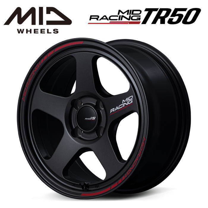 【FDJ2公認ホイール】【送料無料・代引き可】【ホイール1本単品】マルカサービス MID MIDRACING TR50 16インチ 7J インセット35 4穴 P.C.D.100 ターマックブラック|レイブロス 店