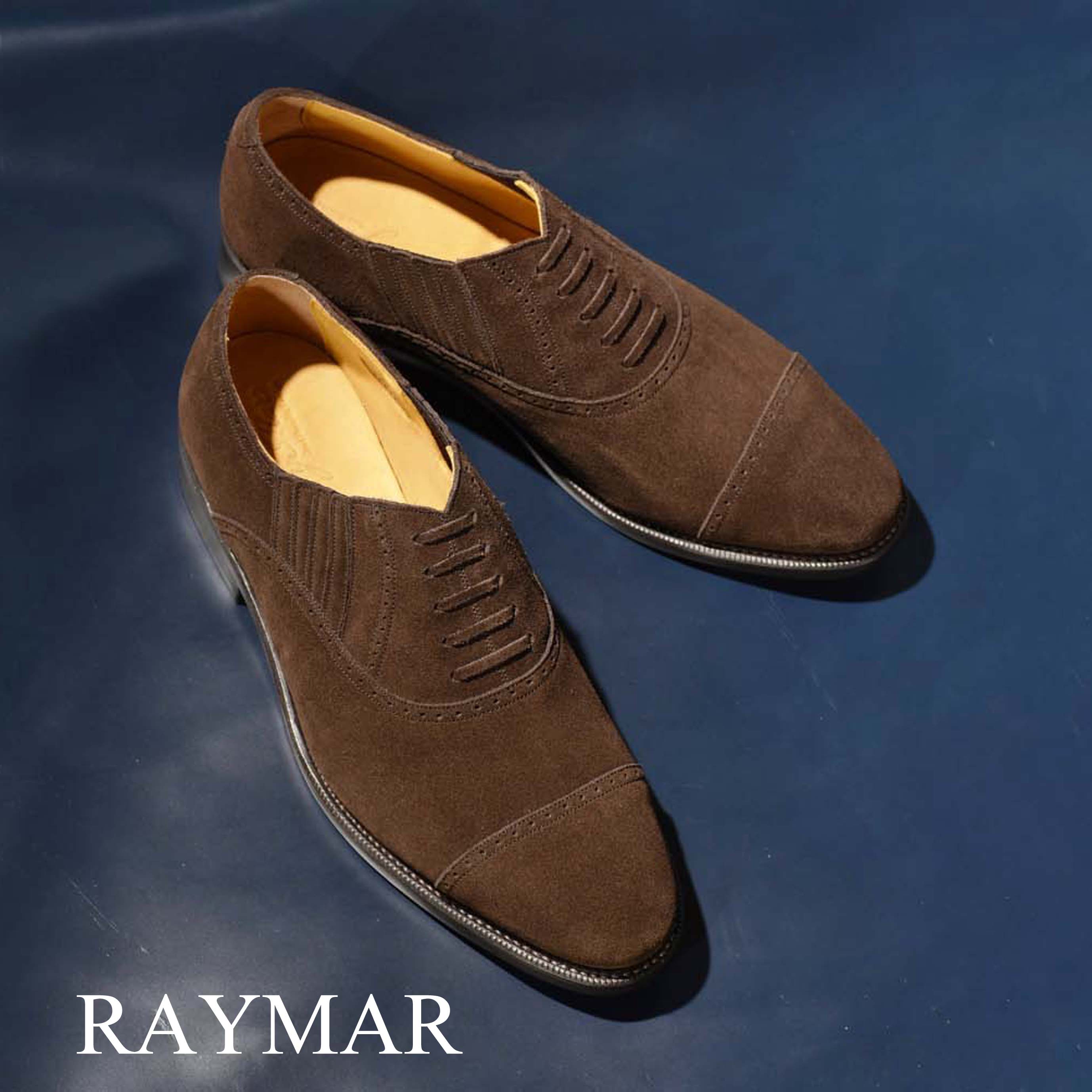 【今月のおススメ】Steve レイジーマン ダークブラウン 牛革 スエード グッドイヤーウェルト ビジネスシューズ 革靴 RAYMAR 24.0cm~27.0cm レイマー サイドエラスティック ラバーソール ゴム底 Vibramソール