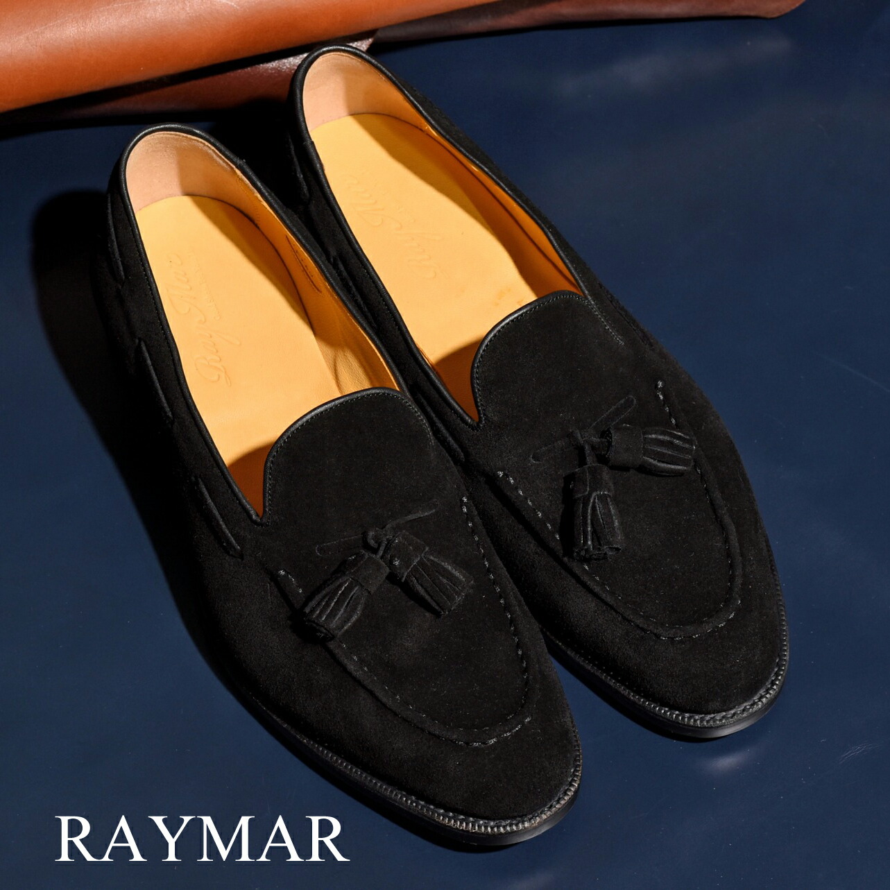 【今月のおススメ】スエード タッセル ローファー ブラック Fran RAYMAR グッドイヤーウェルト ビジネスシューズ 革靴 23.5cm~27.0cm レイマー ローファー ビジカジ