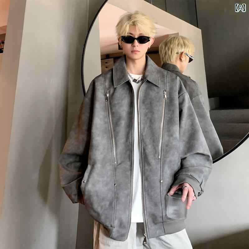メンズ ファッション 春夏 秋冬 かっこいい オシャレ モテ 男性用 紳士服 服 韓国 シンプル 大人 メンズ PU レザージャケット メンズ