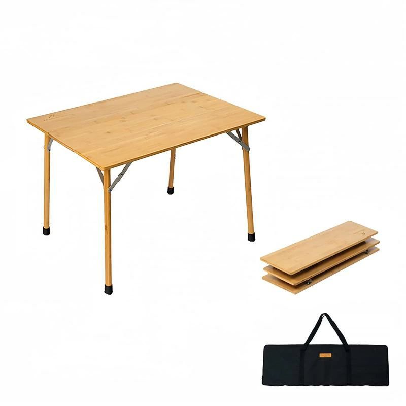 Mountainhiker 折りたたみ式竹テーブル キャンプテーブル 軽量 80x58x53cm 折りたたみ式 コンパクト収納 キャンプ アウトドア/家庭用 ピ