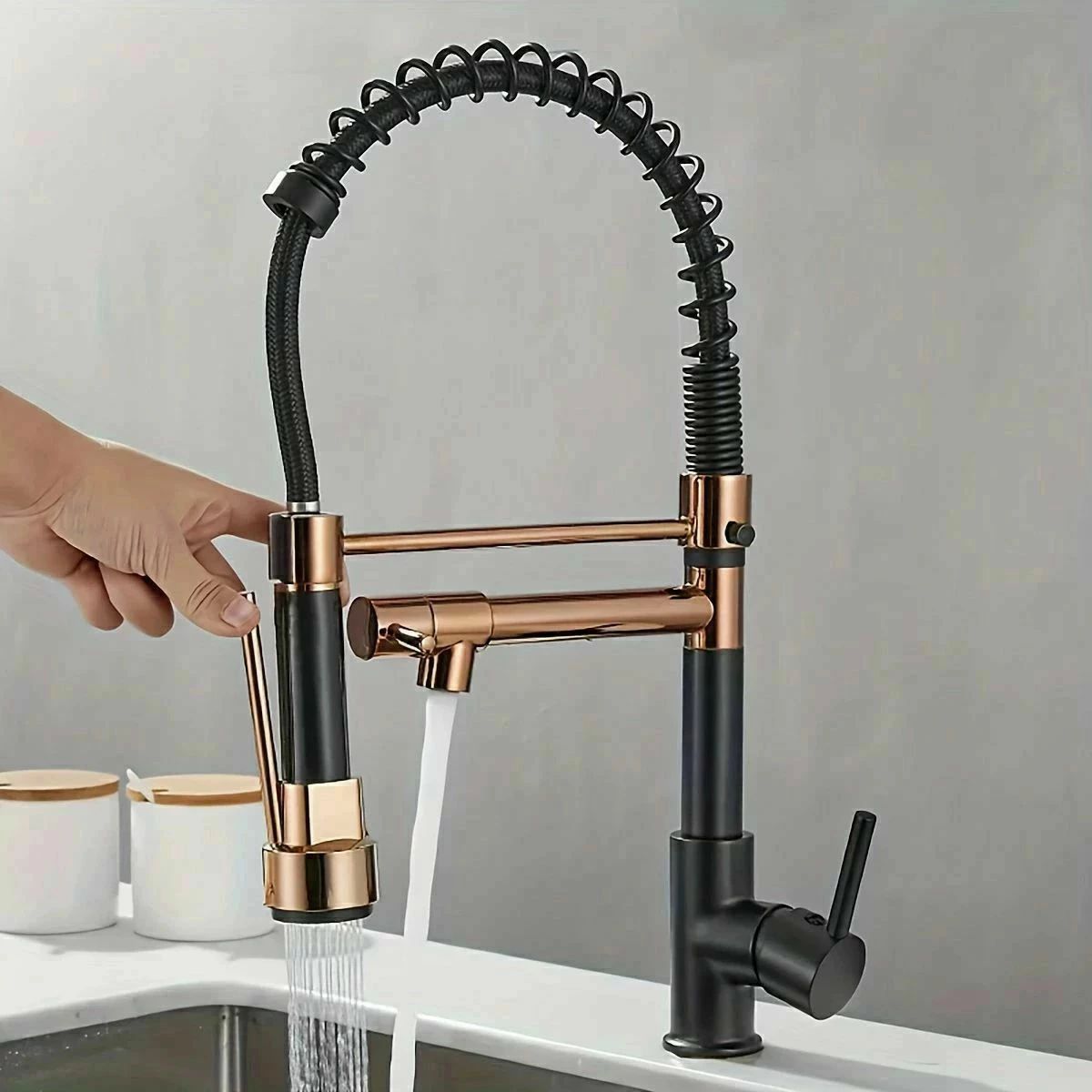 - モダンキッチン用プルダウンスプレーヤー付き蛇口 キッチン水栓 立水栓 キッチン蛇口 引出しホース式水栓