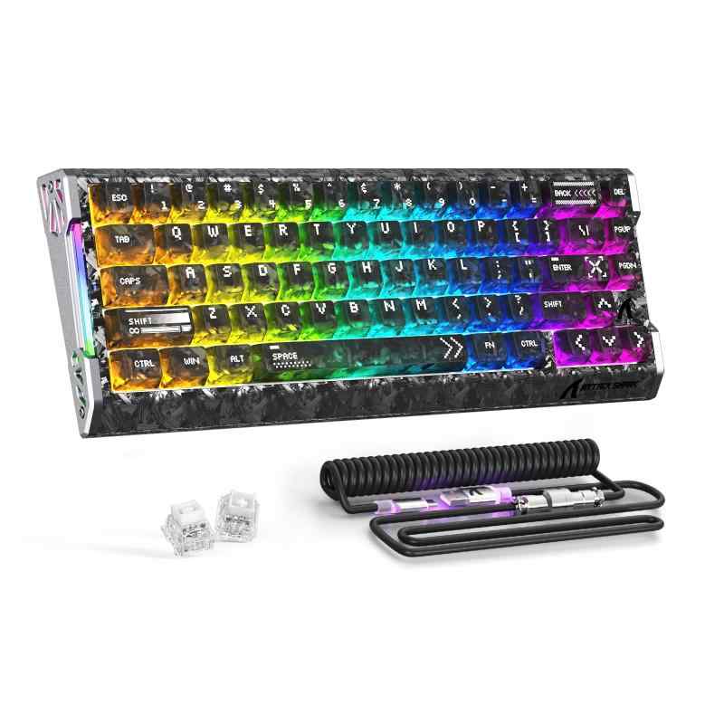 【ATTACK SHARK R68HE 墨影】磁気取り替えっこ ゲーミングキーボード 有線 68手当たり 65% ラピッド銃の引き金0.005粍（据え付けるにより）256K走査 最大限度8000サイクルポーリング 低引き延ばす RGB側面点火装置 6層吸音 HIFIキーストローク音