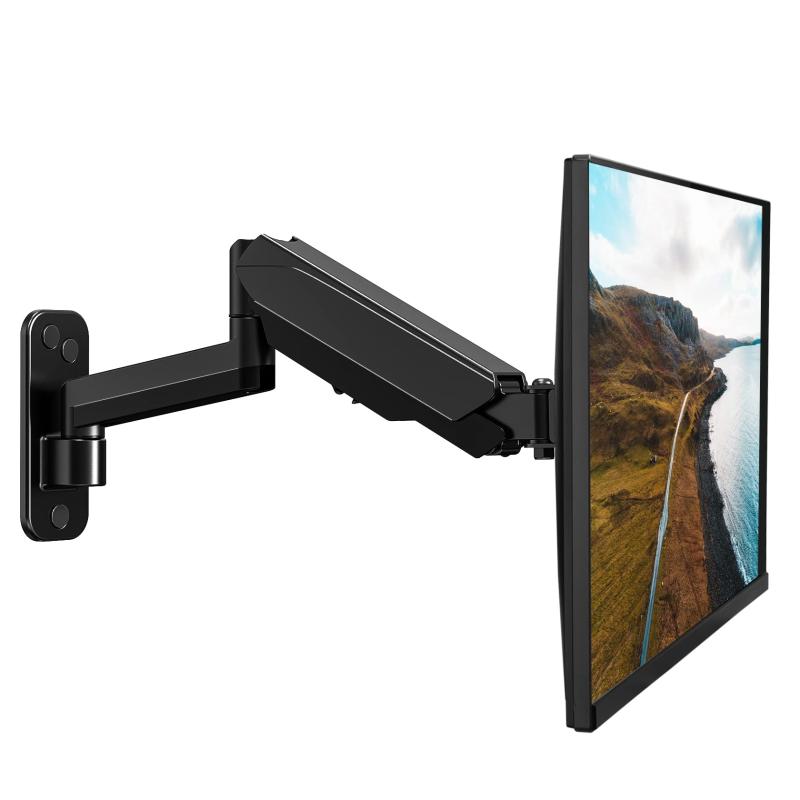 UPGRAVITY モニターアーム 壁掛け pcアーム 17-32インチ 8KG ガススプリング調節 VESA 75x75 100x100 上下 左右 3関節調節 黒い