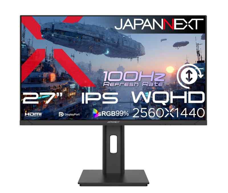 JAPANNEXT 27in IPSダイアログボックス積み上げる WQHD(2560x1440)解像力 液晶管する JN-IPS27Q3-HSP HDMI DP sRGB:99% 高さ合わせる 心棒(縦回転させる)相応う 【2年】