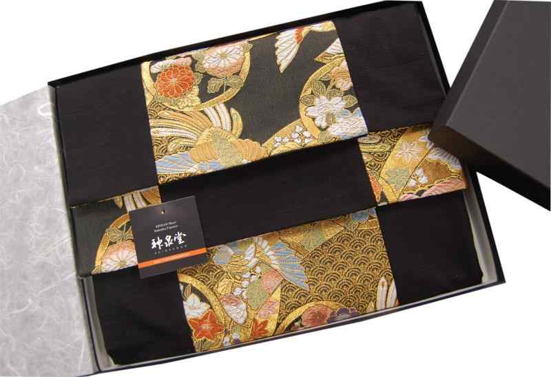 和風 御召しもの帯 速見表伝令 150×30珊 金襴織 リヴァーシブル 差し上げ物箱入り口・入口（荷造り済） 日本製 (明日香)
