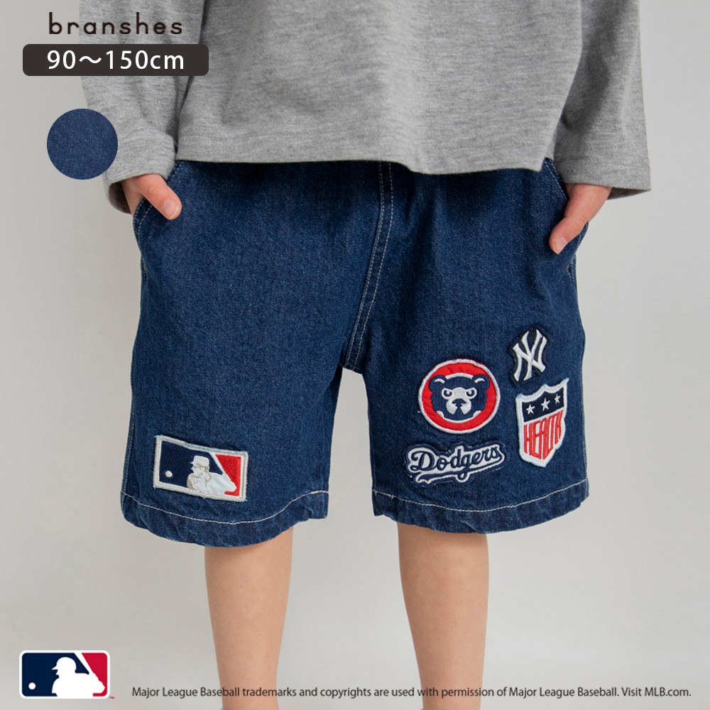 【SALE／20％OFF】【MLB/Major League Baseball】ワッペンデニムハーフパンツ 男の子 ボーイズ 女の子 ガールズ ユニセックス SS 春物 夏物 春夏物 子供服 子ども服 ベビー キッズ ジュニア 子供 子ども こど画像