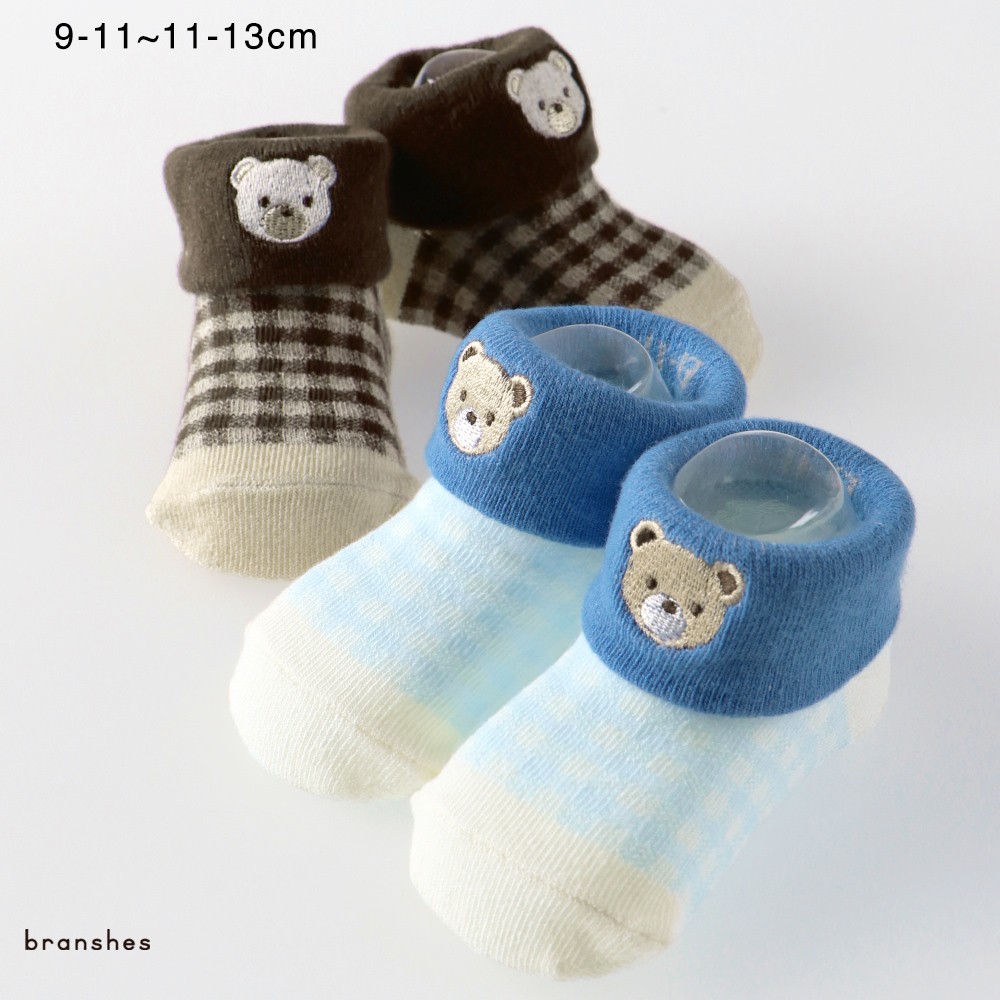 楽天市場】【SALE／25％OFF】【ベビー】くま刺繍ベビー足型ソックス
