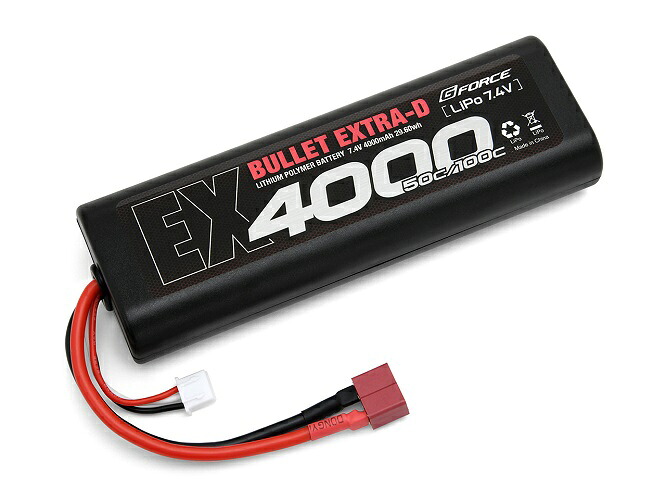 GFG014 【G-FORCE /ジーフォース】 BULLET EXTRA-D 7.4V 4000mAh 50/100C Li-Po バッテリー （バレット）