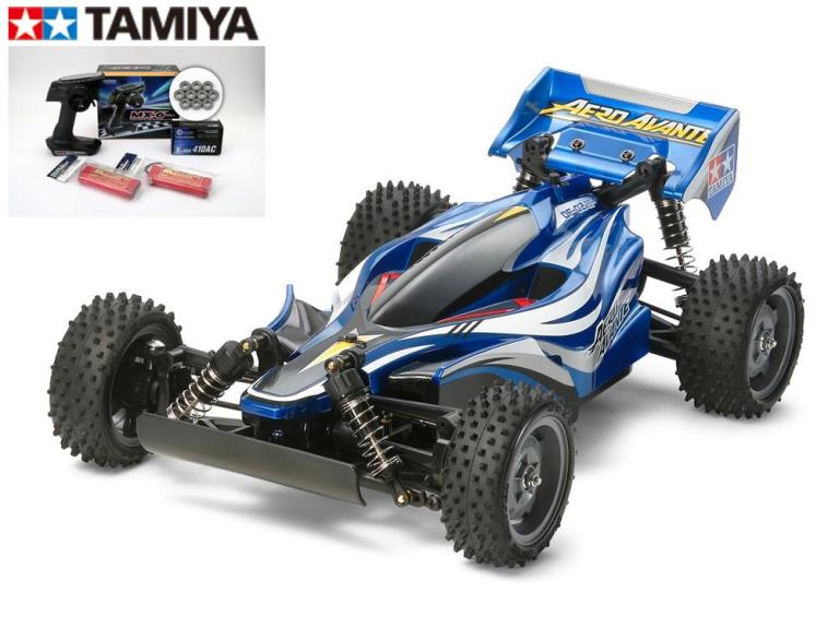 ！【TAMIYA/タミヤ】 58550 1/10 電動RC　エアロアバンテ （DF-02シャーシ）組立キット+走行用バッテリー2本、サンワ：MX-6 BL-SIGMA/HVS702仕様コンピュータプロポ+チャンプオリジナル：フルボールベアリング付ビギナーセット（未組立） ≪ラジコン≫