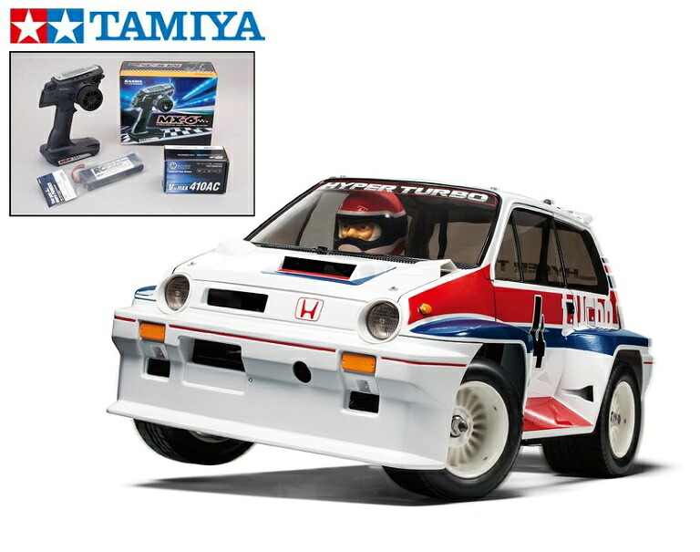！【TAMIYA/タミヤ】 58611 1/10 電動RC Honda シティターボ 組立キット・サンワ：MX-6 コンピュータプロポ付フルセット+チャンプオリジナル：フルボールベアリング （未組立） ≪ラジコン≫