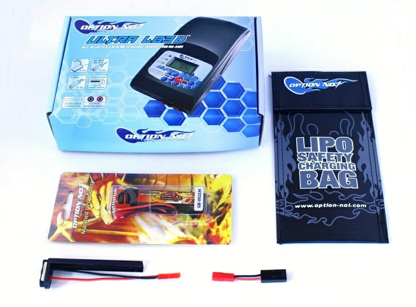 【基本送料無料】OPTION No.1(オプションNo.1)/GBS-004/マルイ電動ガン用リポバッテリー・充電器セット(コンパクトサブマシンガン用)｜ラジコン夢空間 6,463円