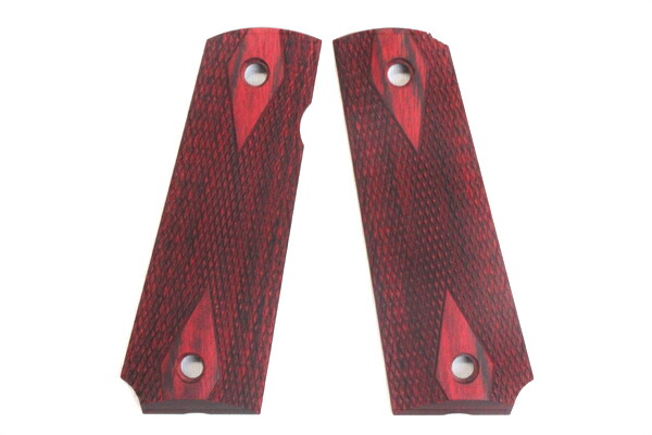 CAW/MULE 1911 木製グリップ ダイヤチェッカー & ウェイト ☆MULE 1911 ガバメント用 木製グリップ ウォルナット ダイヤ
