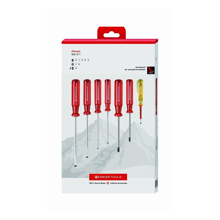 PB SWISS TOOLS ピービ―スイスツールズ 7本組 ドライバーセット(プラス、マイナス、検電) ペーパーBOX入 1575CBB(代引不可)【送料無料】