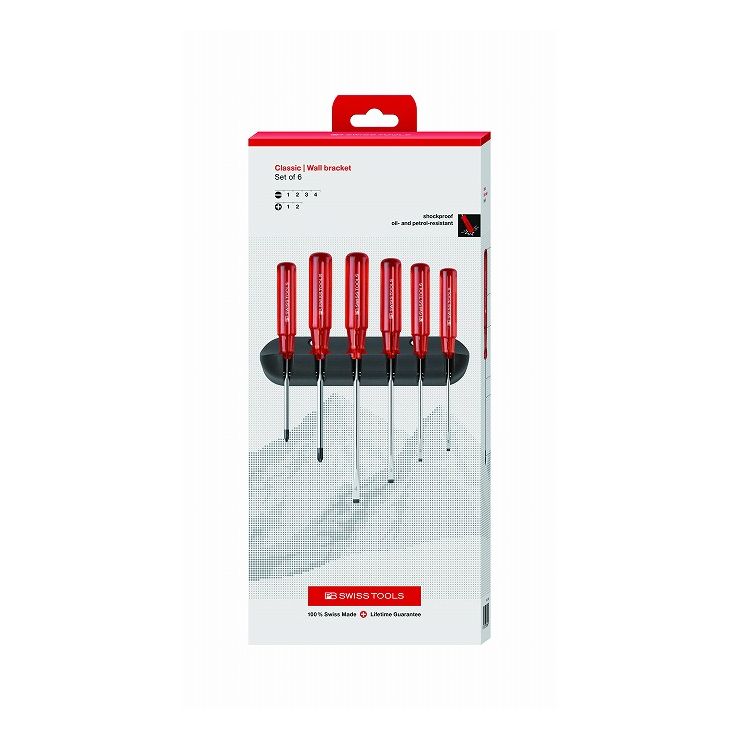 PB SWISS TOOLS ピービ&mdash;スイスツールズ 6本組 ドライバーセット(プラス、マイナス) ホルダー付 ペーパーBOX入 244CBB(代引不可)【送料無料】｜リコメン堂