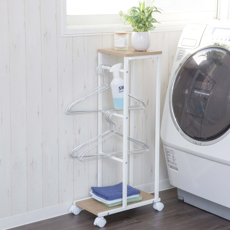 楽天市場】ハンガー収納ラック 幅24cm キャスター付 スチール製