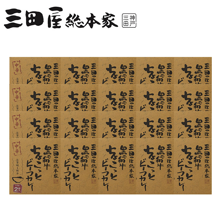 お中元 「三田屋総本家」 黒毛和牛 ちょこっと ビーフカレー 中辛 40食 ビーフカレー ギフト 産直 ご当地グルメ 熨斗 贈り物 のし対応 (代引不可)【送料無料】|リコメン堂