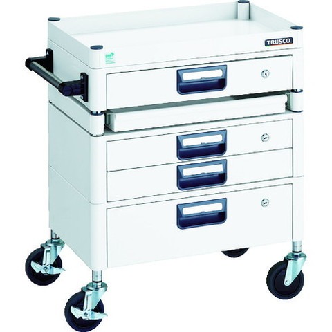 TRUSCO トラスコ フェニックスワゴン 省音 600X400 H740 引出付 スライド1段 W色 PEW761M1VXZW 組立品 組立設置不可(代引不可)【送料無料】