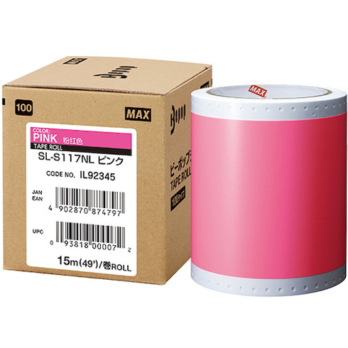 MAX ビーポップ 標準シート 100mm幅シート SL-S117NL ピンク (15m×1巻入) MAX SLS117NL オフィス 住設用品 オフィス備品 ラベル用品(代引不可)【送料無料】