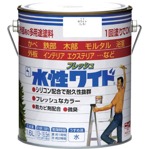 ニッペ 水性フレッシュワイド 1.6L ホワイト HTA103-1.6 ニッペ HTA1031.6 工事 照明用品 塗装 内装用品 塗料(代引不可)【送料無料】