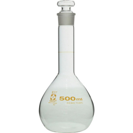 SIBATA メスフラスコ 短形 500mL 柴田科学 研究用品 理化学用品 メスシリンダー(代引不可)【送料無料】